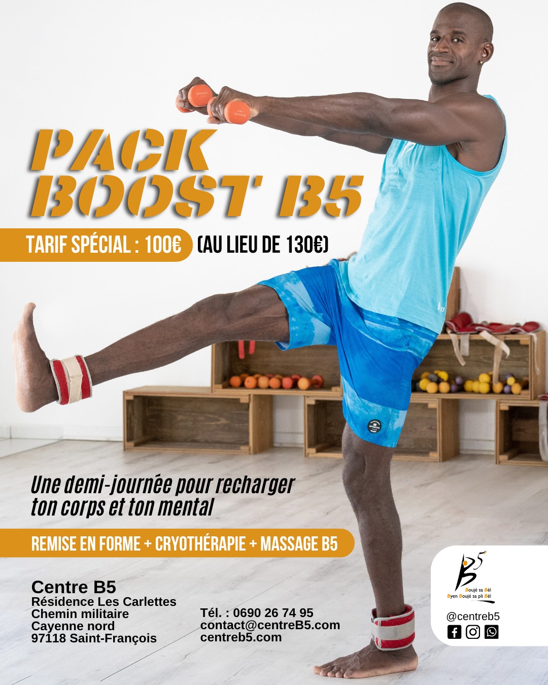 Pack Boost: Remise en forme + Massage B5 + Cryothérapie en bassin